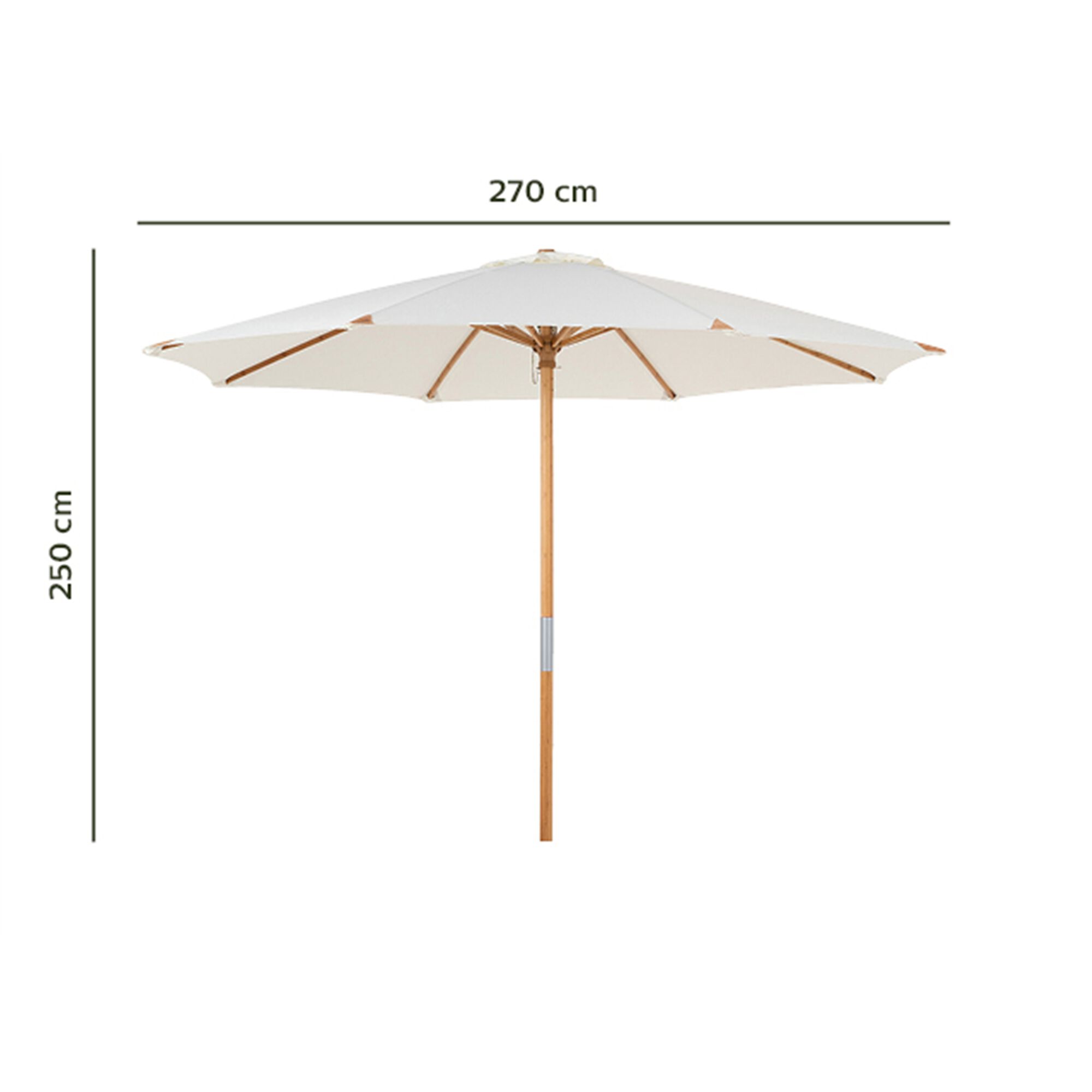 Parasol droit en bambou - blanc écru D270cm-TELESE