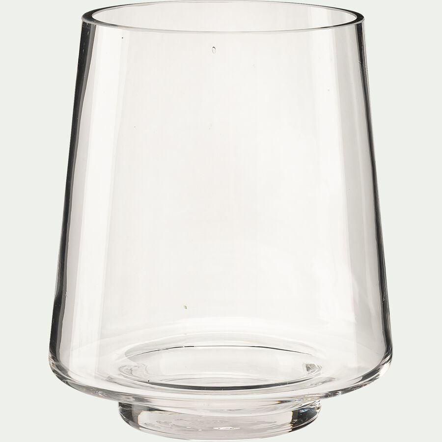 Vase conique fait-main en verre - transparent D14xH16cm-POLYGALA