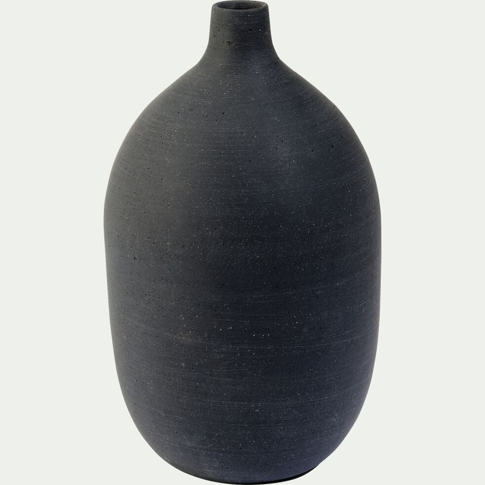 Vase décoratif en fibrociment - noir D21xH35,5cm-CALCIS