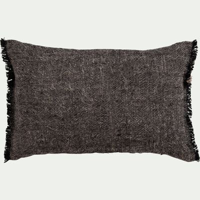 Coussin en lin chambray - noir 30x50cm-MALLAWI