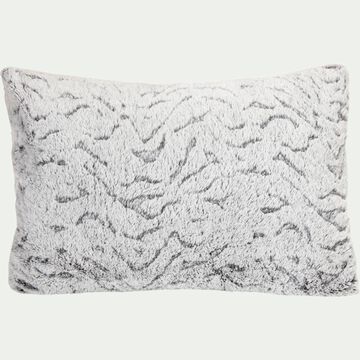 Coussin imitation fourrure en polyester - gris clair 40x60cm-Lalou