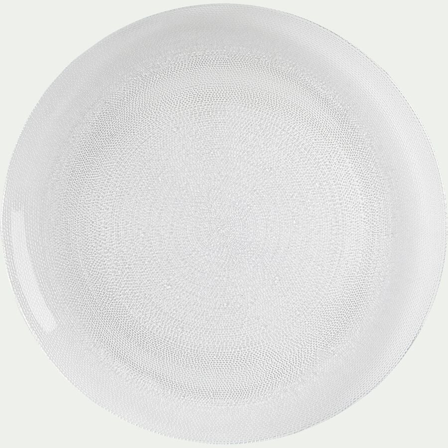 Assiette plate en verre strié D28cm-ATENA