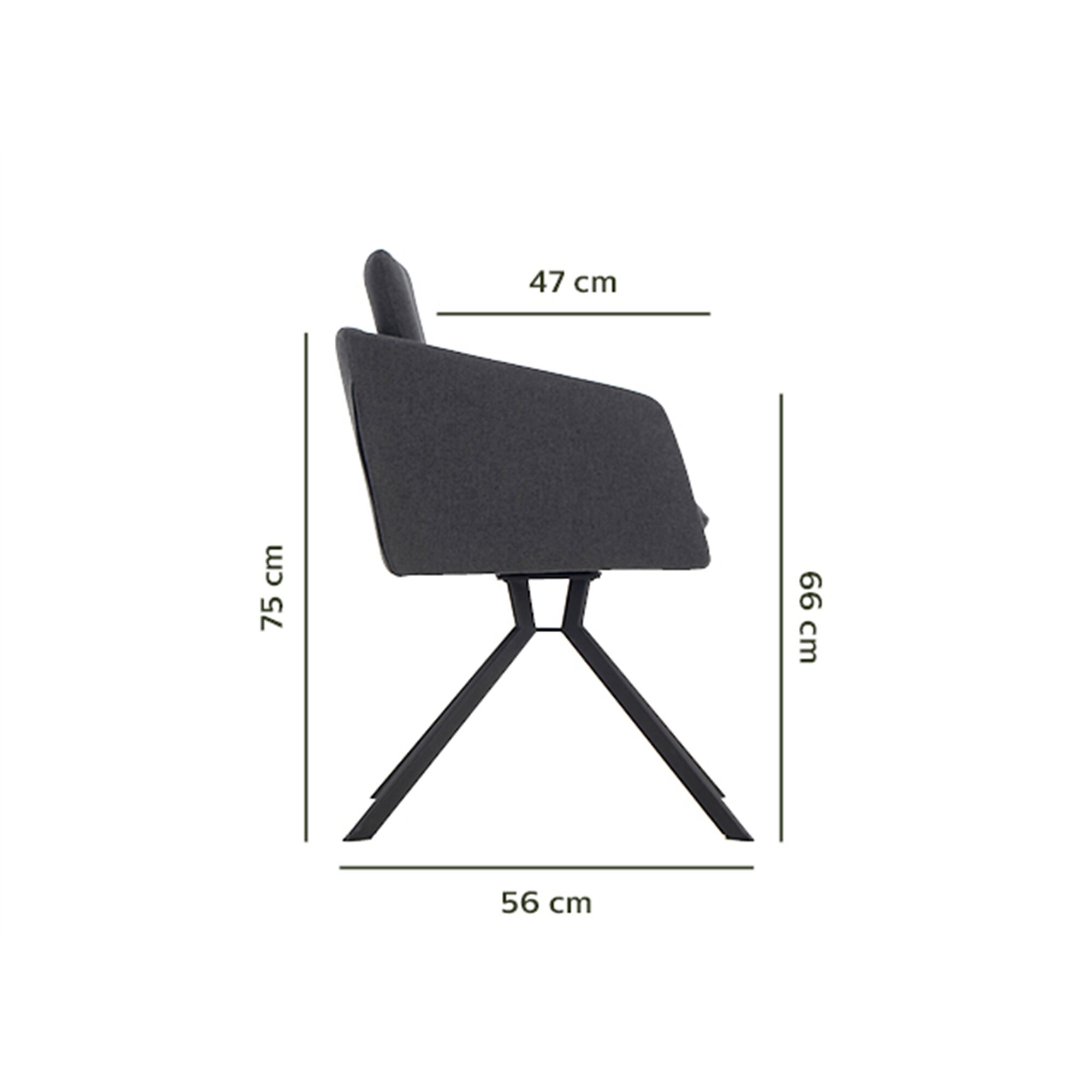 Chaise pivotante avec accoudoirs en tissu - noir-CAMARGUE