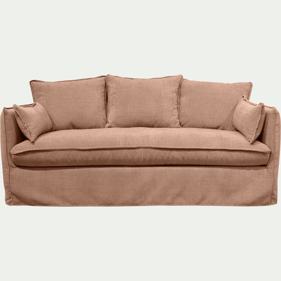 Canapé 4 places fixe en tissu - brun terre d'ombre-KALISTO