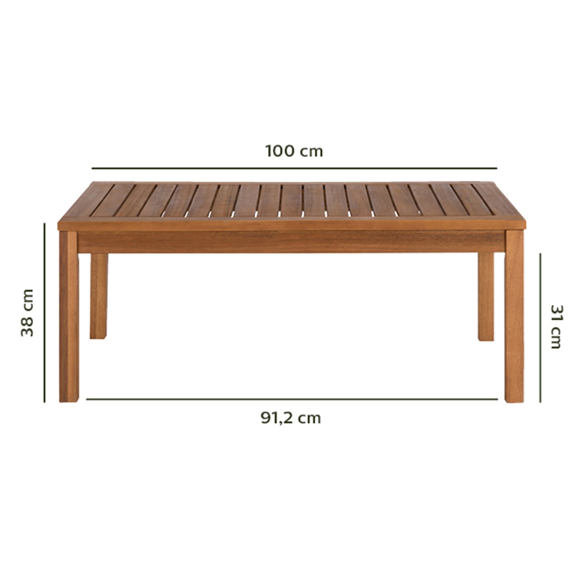 Table basse de jardin rectangulaire en acacia - bois foncé-ISSANBRES