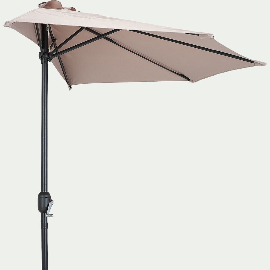 Demi-parasol avec manivelle - beige (grand modèle)-MONGEDO