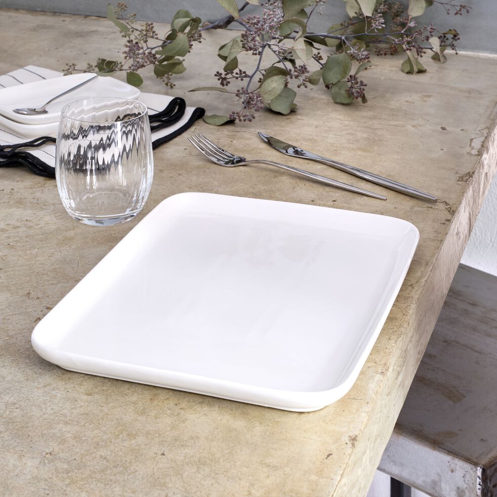 Assiette plate en porcelaine 21,7x30cm - blanc-RECTO