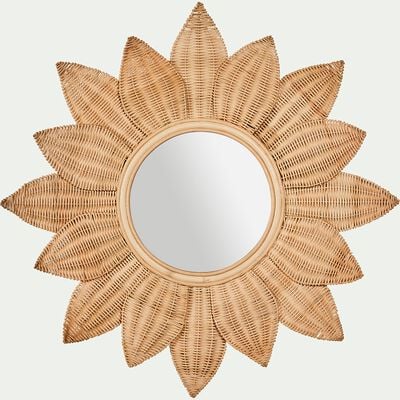 Miroir fleur en rotin - naturel d80cm-Flouro