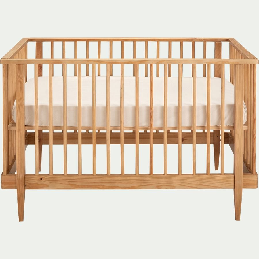 Lit bébé à barreaux en bois - naturel 60x120cm-CRUSOE