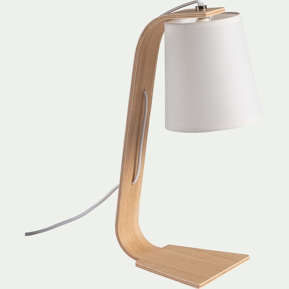 Lampe à poser en bois et coton H43cm E14-ELLICA