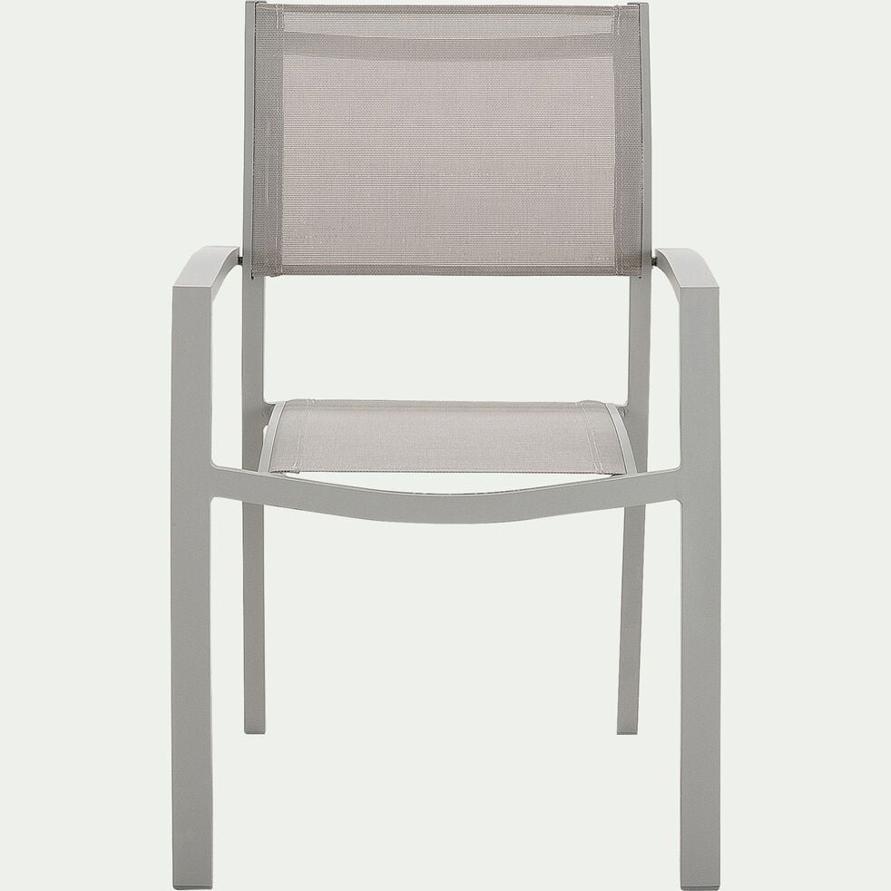 Chaise de jardin empilable avec accoudoirs en textilène - gris vésuve-ELSA