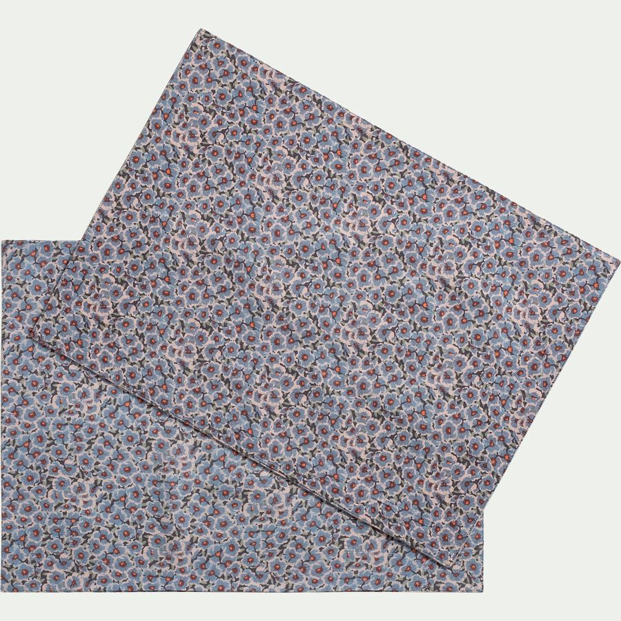 Lot de 2 sets de table à motif floral en lin et coton 35x48cm - bleu-OCCHIELLO
