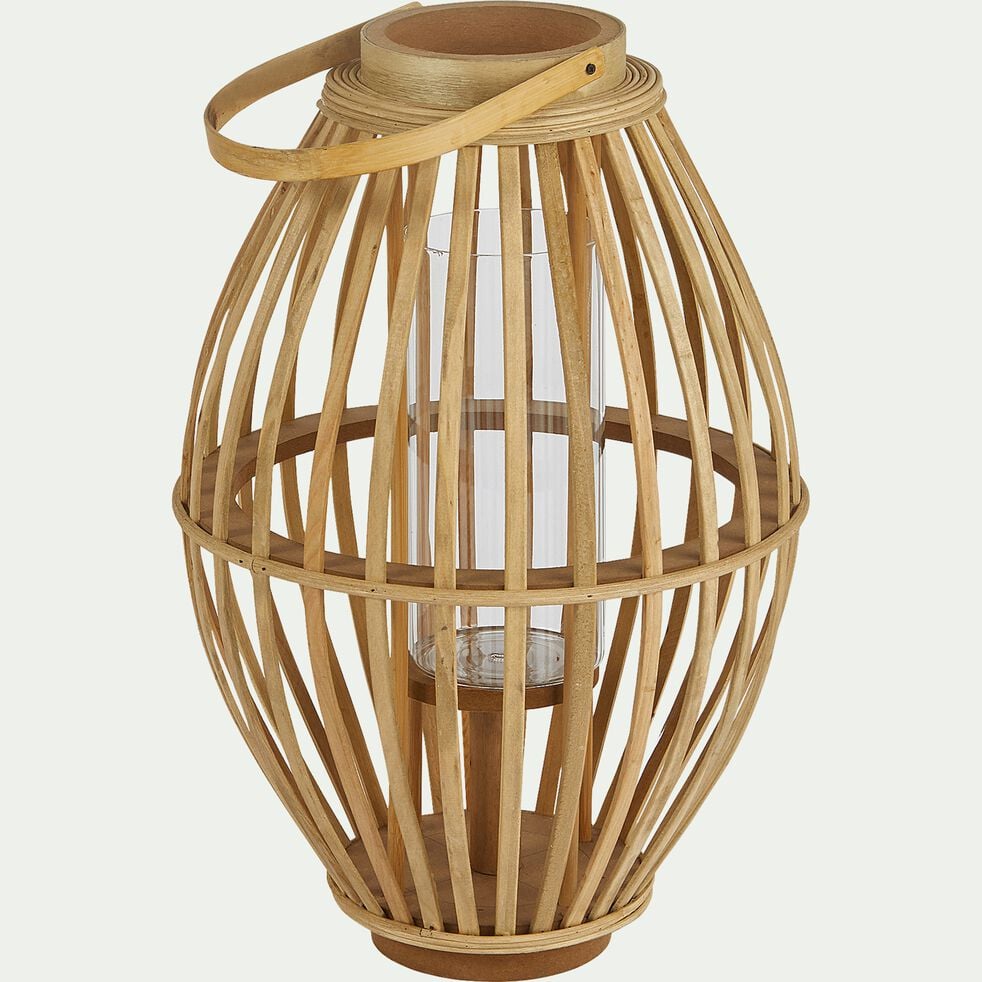 Lanterne ovale en rotin - naturel D28xH42,5cm-OMBELINE