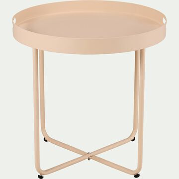Table basse de jardin ronde en acier - beige roucas-CLEMENCE
