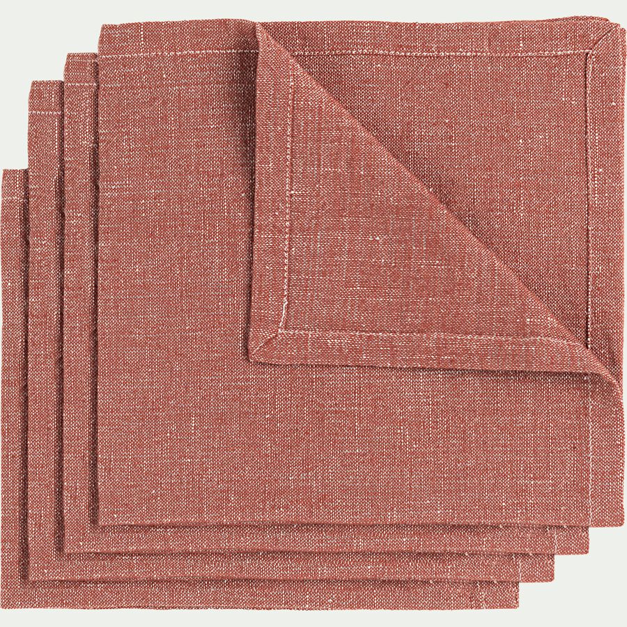 Lot de 4 serviettes de table en lin et coton - rouge arcilla-SIL