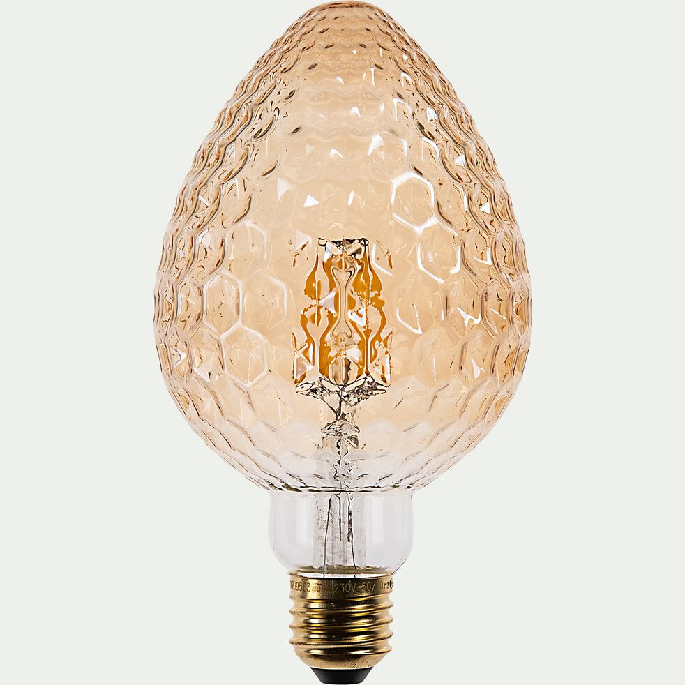 GLOBE - Ampoule LED décorative D9,5cm culot E27 - ambrée