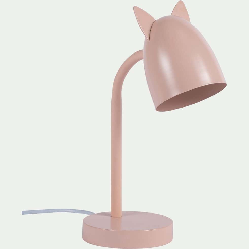 Lampe de bureau ENFANT (H34cm) en métal rose et blanc - Keria et Laurie  Lumière