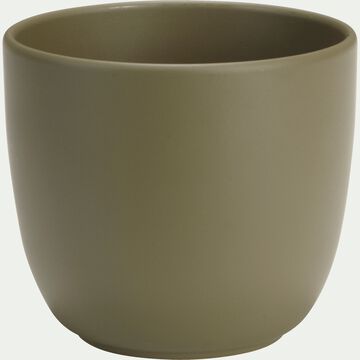 Pot vert kaki mat en céramique - H13xD13,5cm-TUSCA