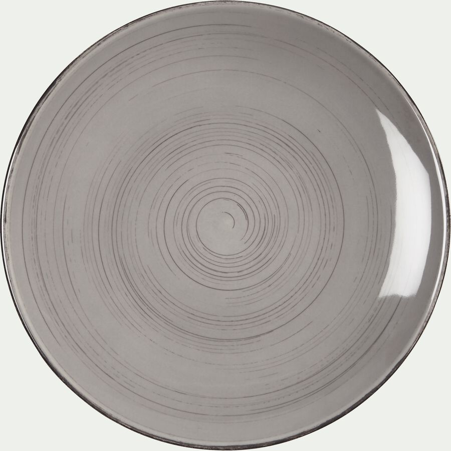 Assiette plate en faïence gris clair effet patiné D27cm-GASTON