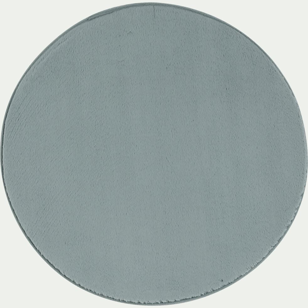 Tapis rond imitation fourrure - bleu calaluna D70cm-ROBIN