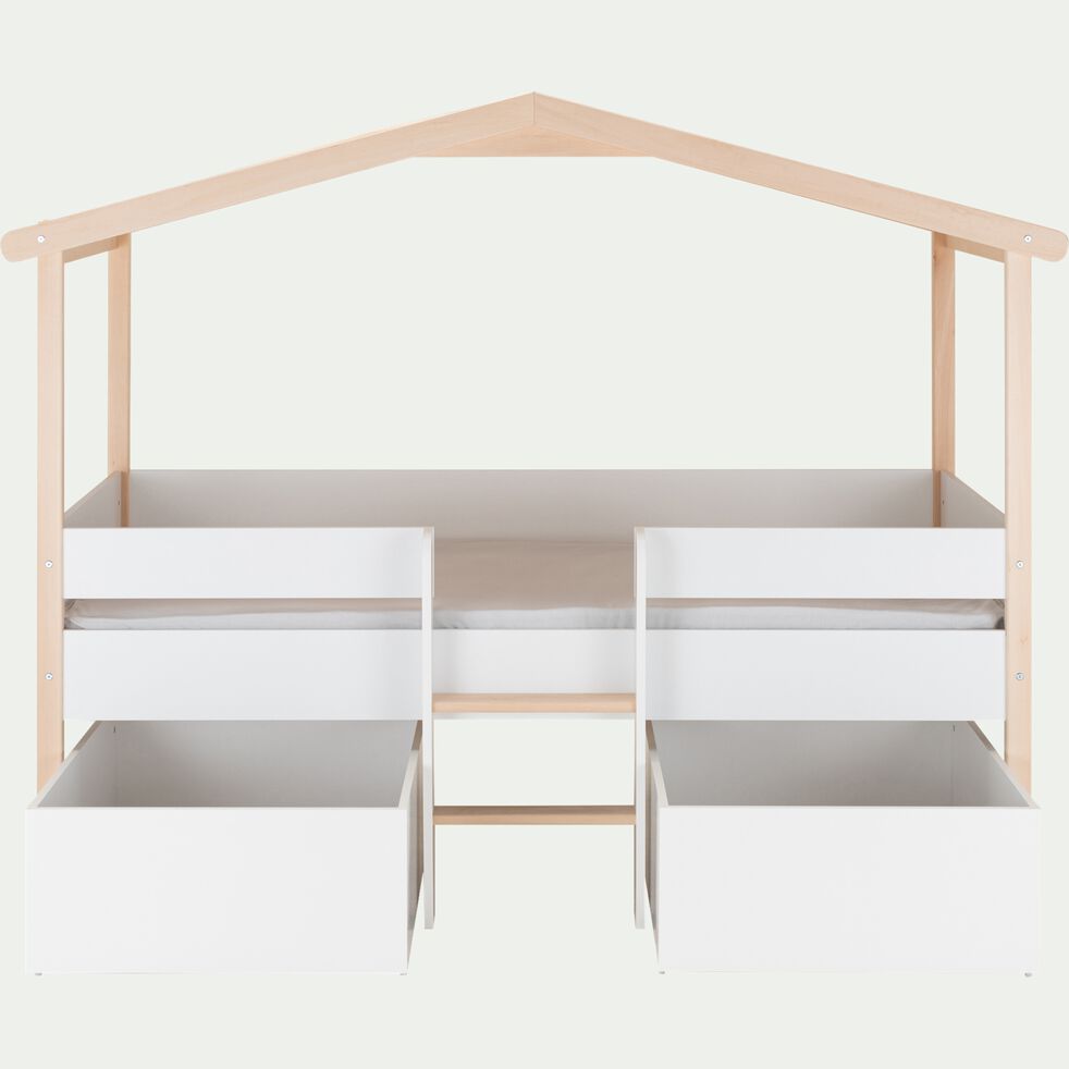 Lit cabane 1 place en bois 90x200 cm - blanc-PILOTI
