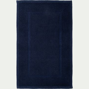 Tapis de bain jacquard en coton 50x80cm - bleu encre-BAGNO