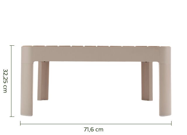 Table basse de jardin carrée en teck et aluminium - beige-PORTALS