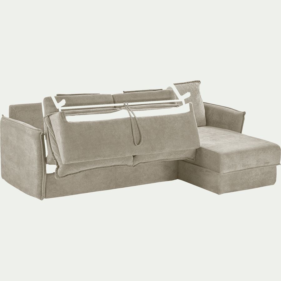 Canapé d'angle réversible convertible en tissu avec matelas densité 35kg/m3 - beige roucas-MOYA