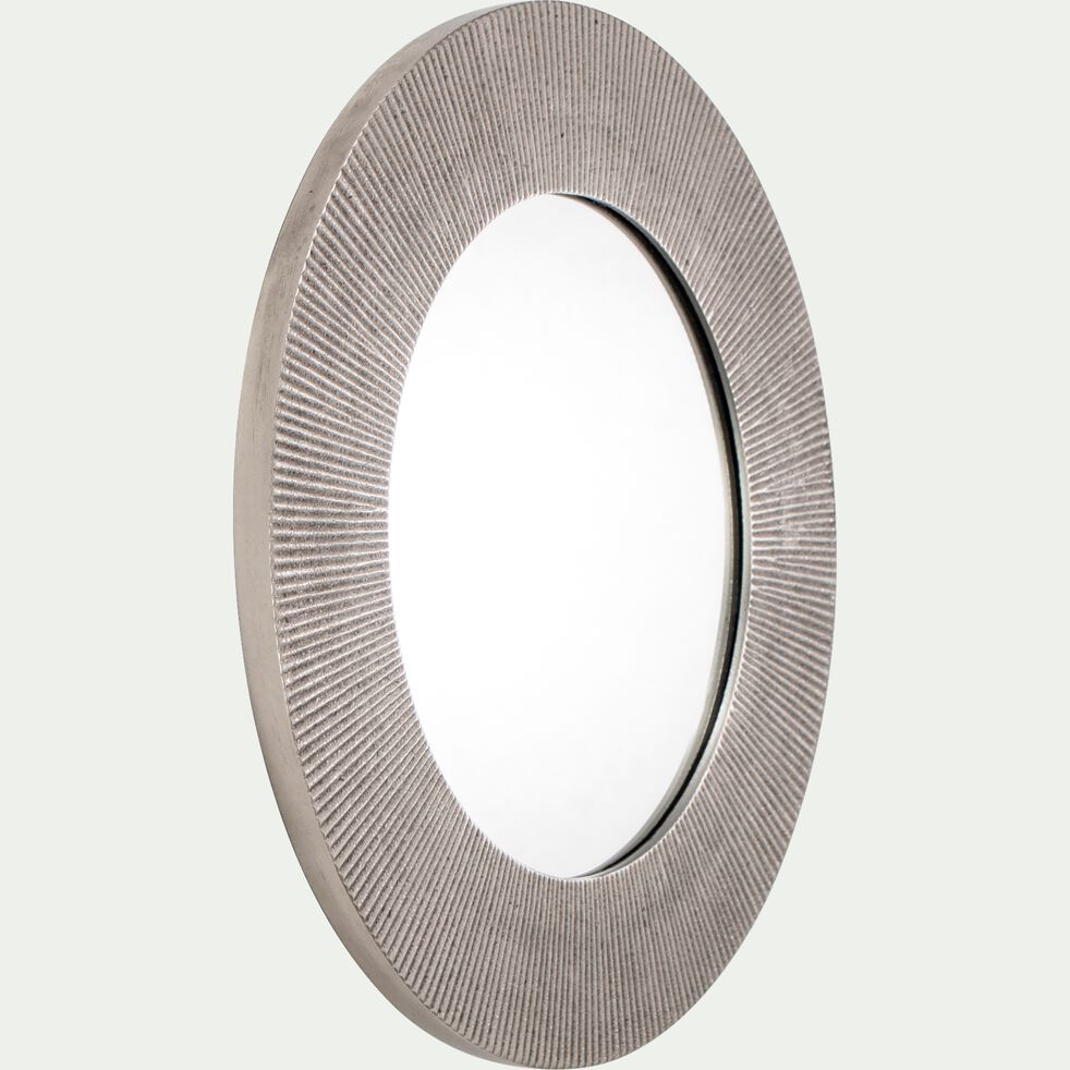 Miroir rond strié en aluminium - argenté D35cm-ANZO