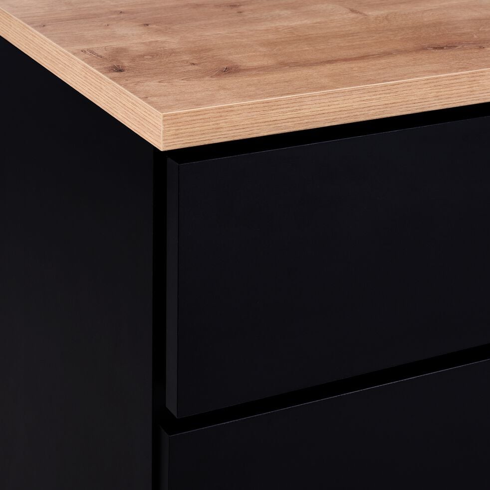 Ilot central de cuisine en bois avec rangement réversible L115cm - noir-GABIN