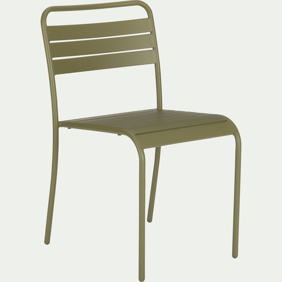 Chaise de jardin empilable en acier - vert kaki-SOURIS