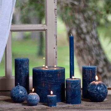 Bougie cylindrique - bleu figuerolles H19cm-BEJAIA