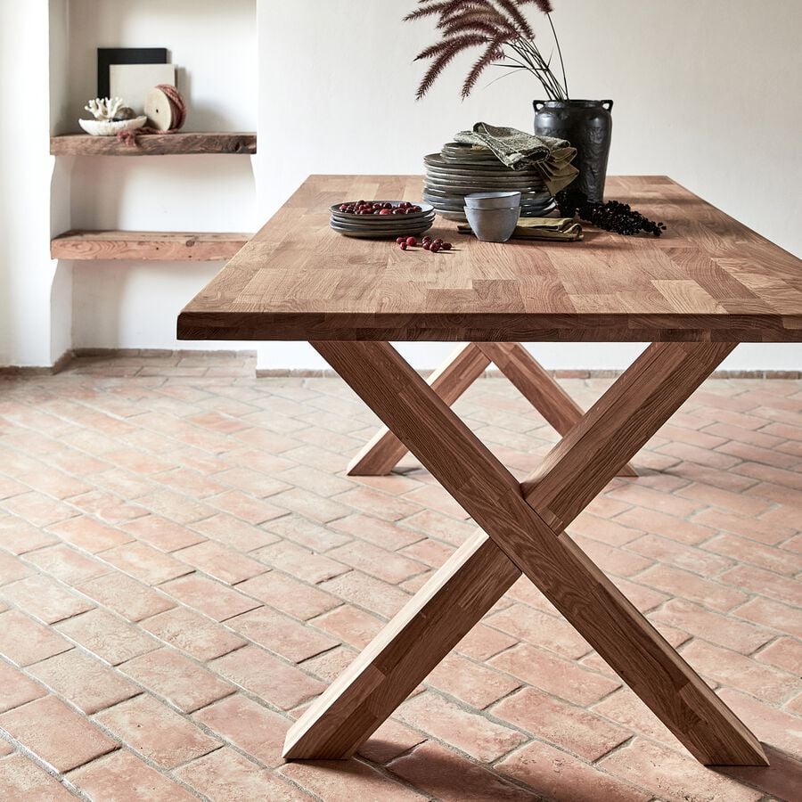 Table repas fixe rectangulaire en chêne huilé - bois clair (6 places)-LUDMILA