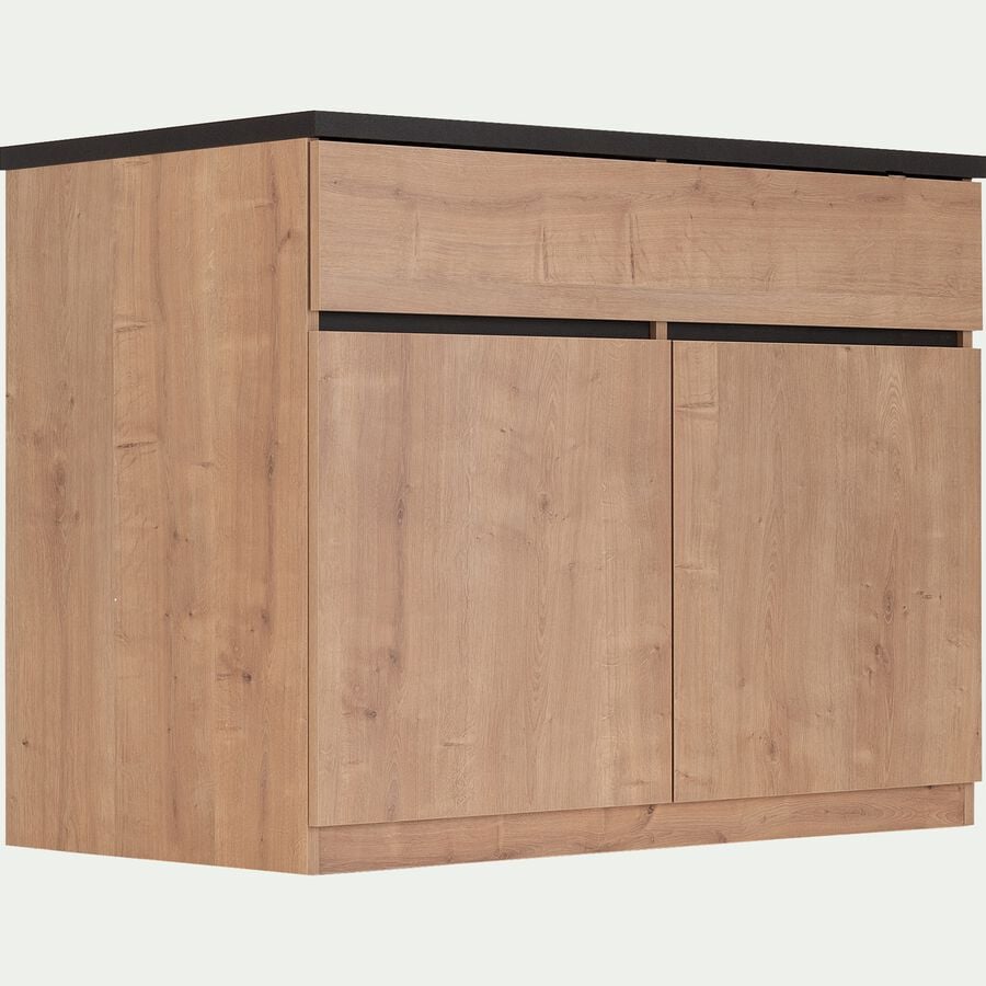 Ilot central de cuisine en bois avec rangement réversible L115cm - naturel-GABIN