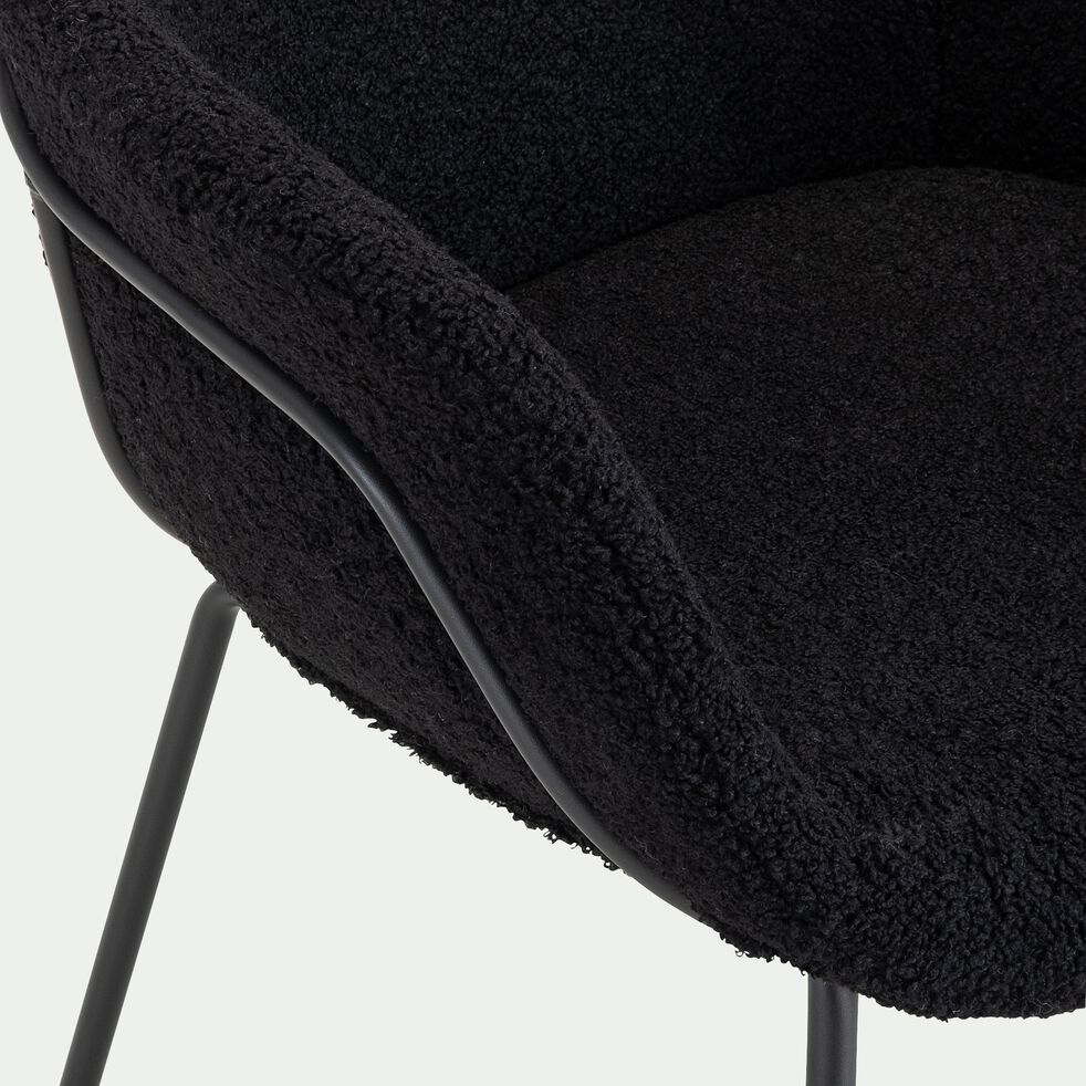 Chaise en tissu bouclette avec accoudoirs - noir-CHLOE