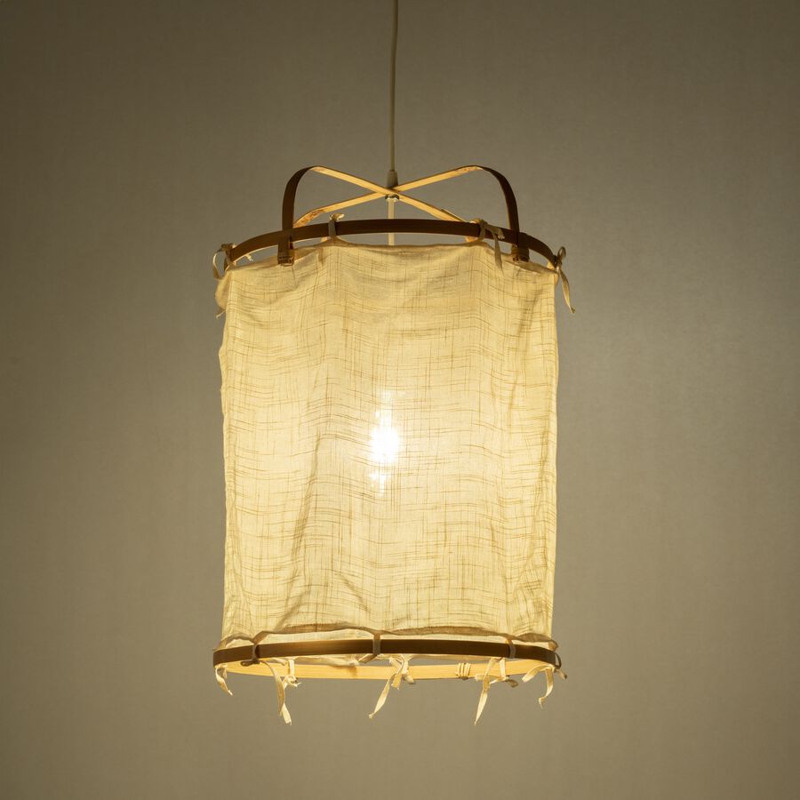 Suspension électrifiée en bambou et en coton - naturel D35xH50cm-DONIA