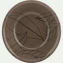 Assiette creuse en grès brun châtaignier décoré D19cm-LAURIER