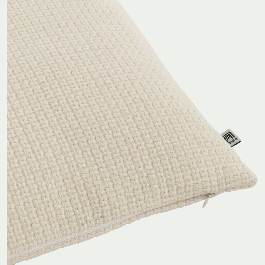 Coussin en tissu effet crocheté - blanc écru 45x45cm-TRAMONTI
