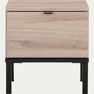 Table de chevet en bois avec une porte effet chêne - bois clair-CASTEL