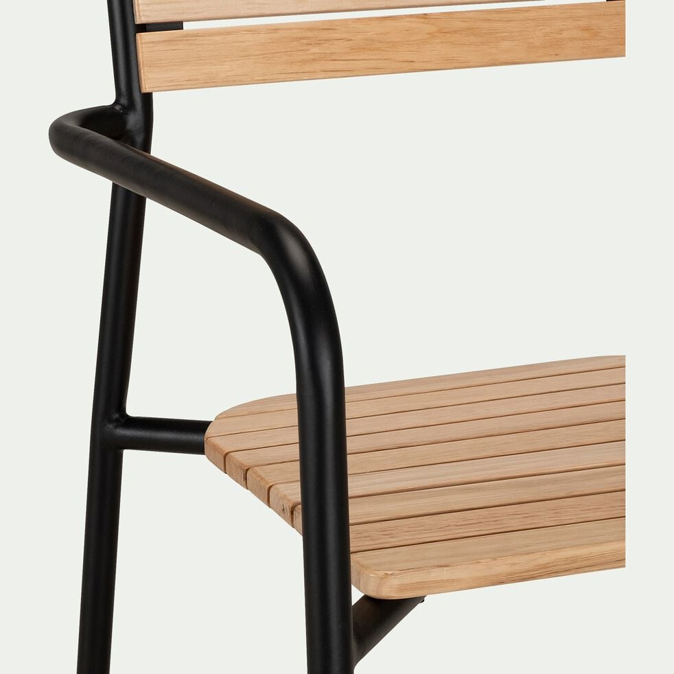 Chaise de jardin avec accoudoirs en eucalyptus et métal - bois clair-LAUZET