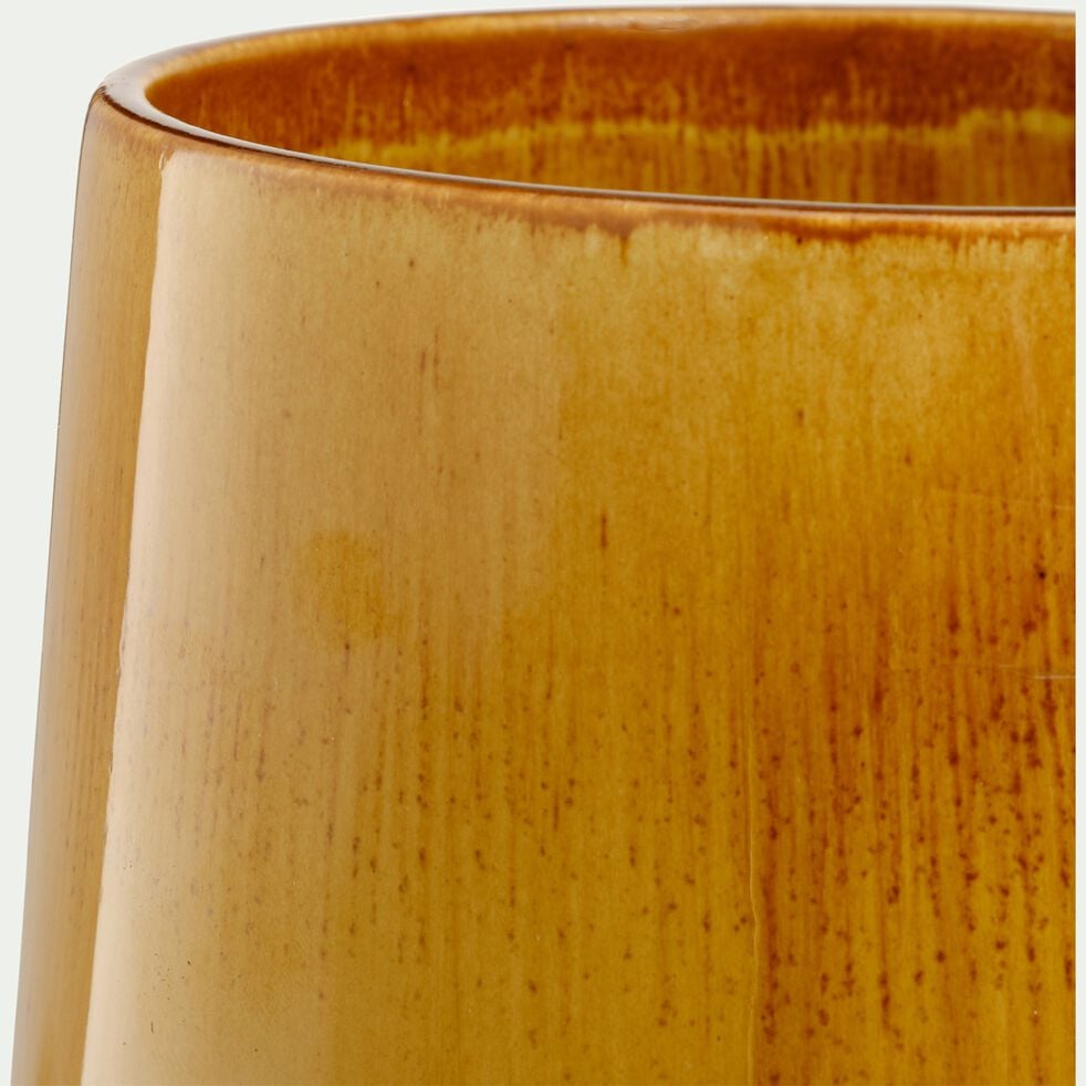 Vase conique en faïence - jaune D17xH33cm-ACALINA