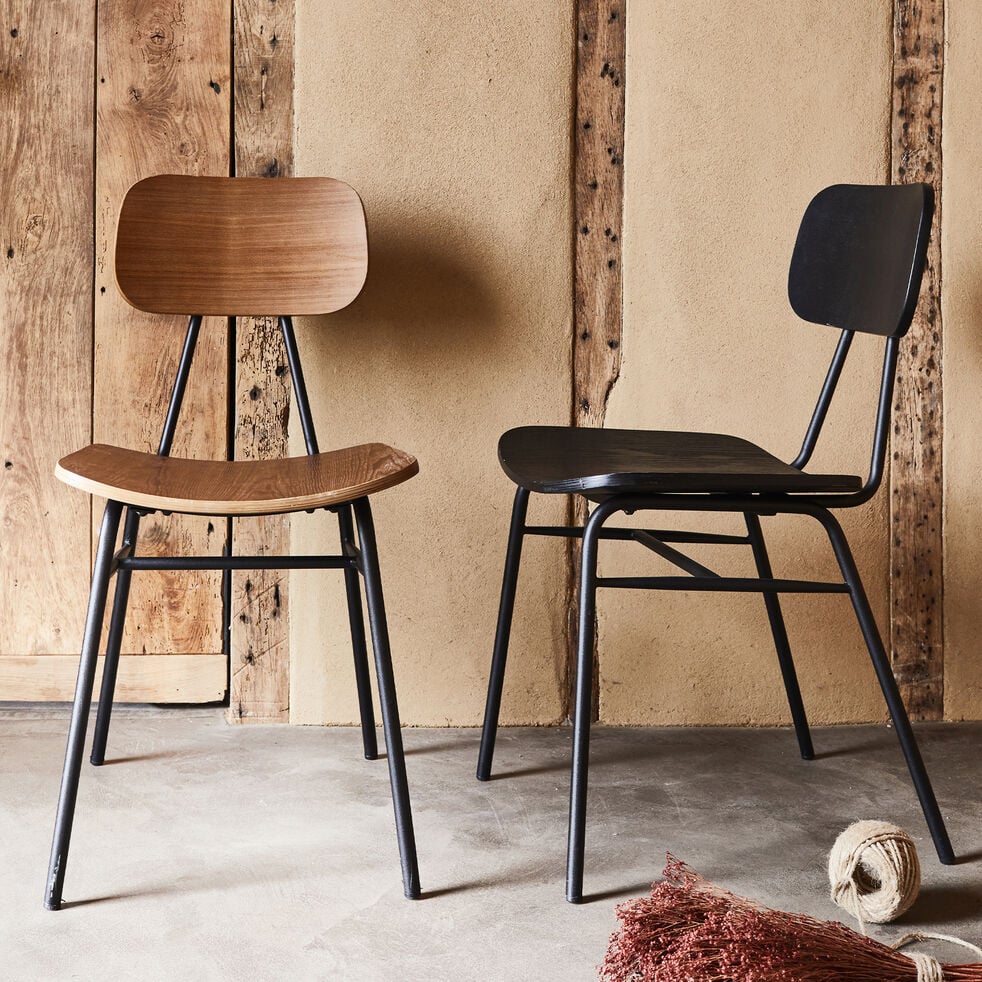 Chaise en bois de frêne et acier - naturel-LORA