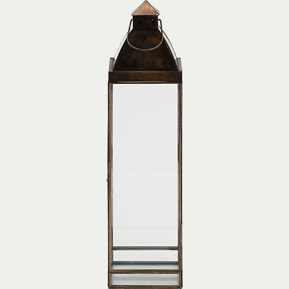 Lanterne en métal et verre H72cm - gris cuivré-KHERWA