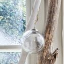 Boule de Noël en verre motif végétal - transparent D7,5cm-HENZA