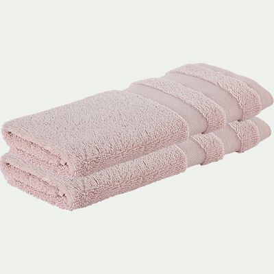 Lot de 2 serviettes invité en coton - rose simos 30x50cm-Rania