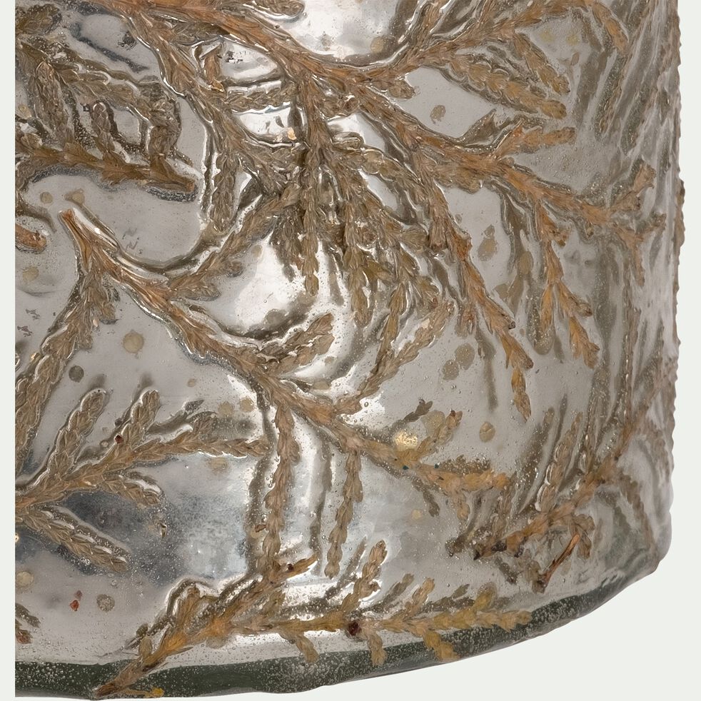 Photophore en verre motif végétal - doré D10xH11cm-ARDITA