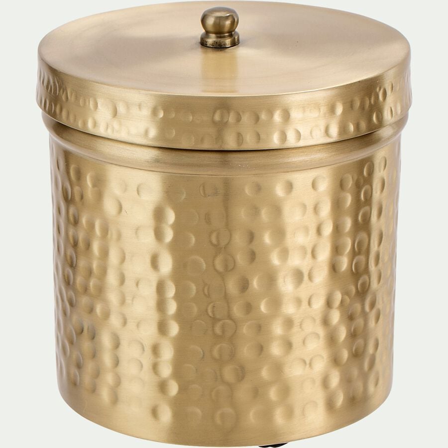 Boîte décorative ronde en fer - doré D13xH13,5cm-ALMARJ