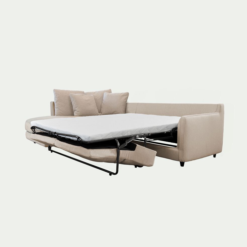 Canapé d'angle gauche convertible en tissu joint - beige roucas-LENITA