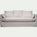 Canapé 4 places fixe en coton et lin - blanc capelan-KALISTO
