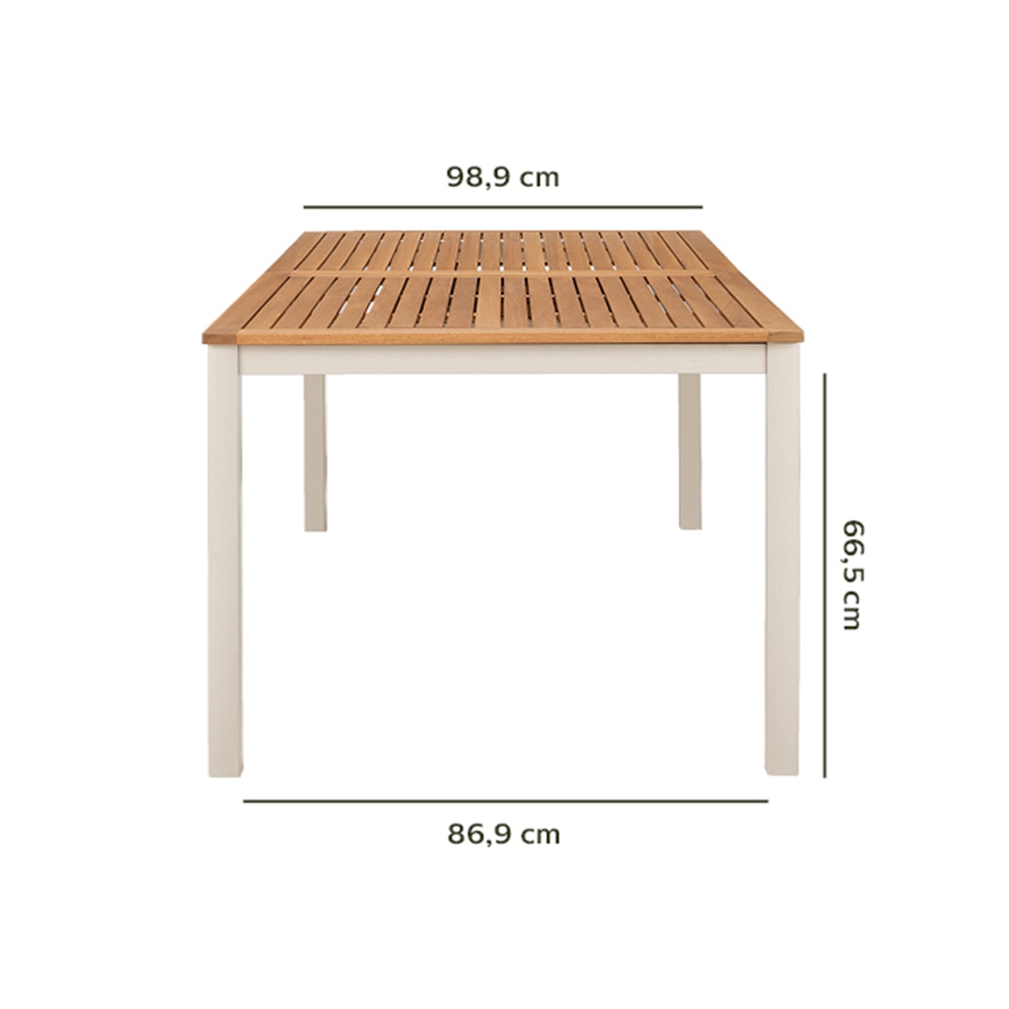 Table de jardin extensible en eucalyptus et aluminium - blanc écru (8 à 12 places)-DOLE